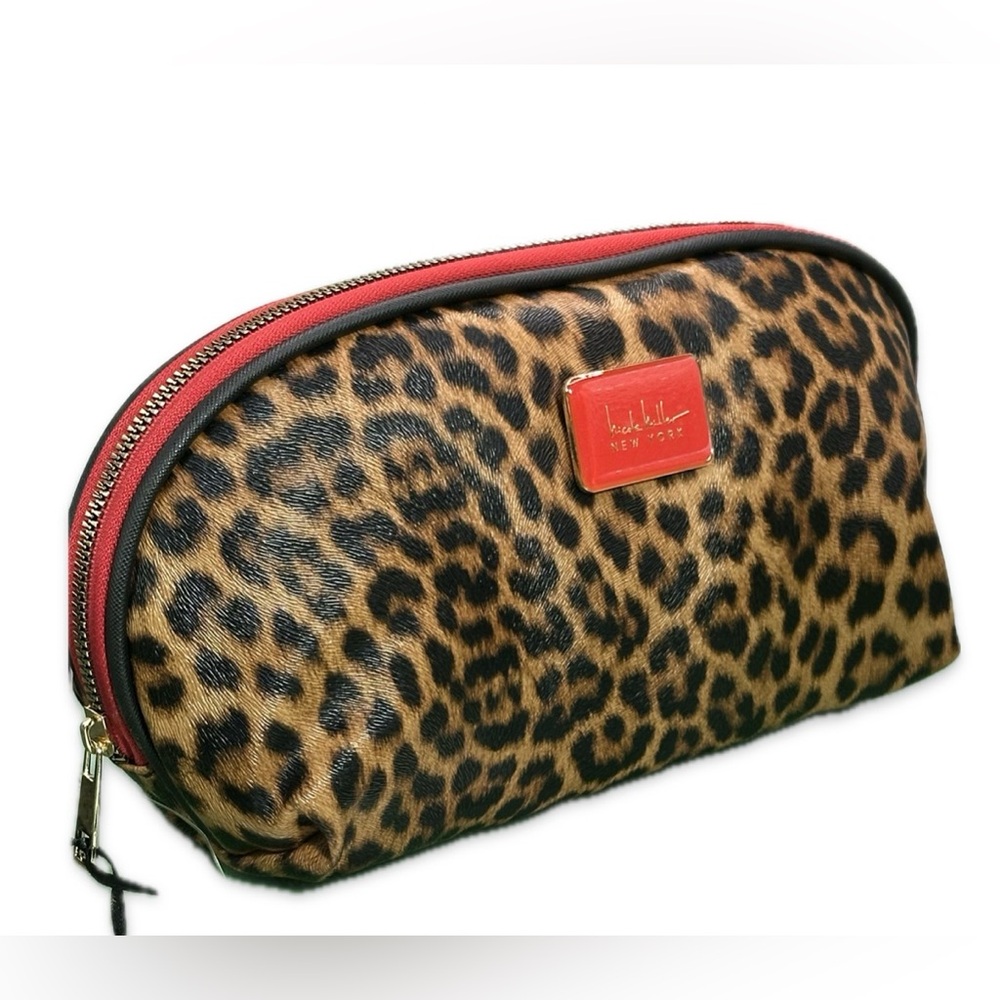 Nicole Miller New York Animal Print Cosmetic Case with Red Trim